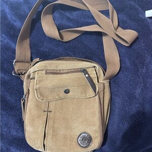 Unisex Casual Canvas Crossbody Bag in Brown